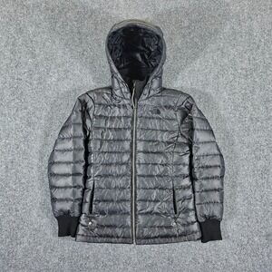 The North Face Full Zip Hooded Puffer Jacket Black Women's Size Small Outdoors